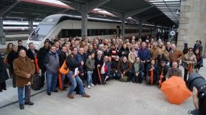 Casi todos los participantes de la Inauguración de la Línea del AVE Santiago - Ourense en ancho nacional, el Domingo 11 de diciembre de 2011 a las 10:08 en la Estación de Ourense.